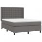 Preview: Boxspringbett mit Matratze Grau 140x200 cm Kunstleder