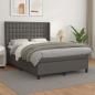 Preview: ARDEBO.de - Boxspringbett mit Matratze Grau 140x190 cm Kunstleder