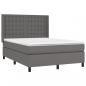 Preview: Boxspringbett mit Matratze Grau 140x190 cm Kunstleder