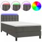 Preview: Boxspringbett mit Matratze & LED Dunkelgrau 90x190 cm Samt