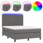 Preview: Boxspringbett mit Matratze & LED Grau 140x200 cm Kunstleder