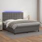 Preview: ARDEBO.de - Boxspringbett mit Matratze & LED Grau 160x200 cm Kunstleder