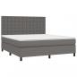 Preview: Boxspringbett mit Matratze & LED Grau 160x200 cm Kunstleder