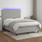 Preview: ARDEBO.de - Boxspringbett mit Matratze & LED Hellgrau 140x200 cm Stoff