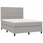 Preview: Boxspringbett mit Matratze & LED Hellgrau 140x200 cm Stoff