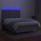 Preview: Boxspringbett mit Matratze & LED Hellgrau 140x200 cm Stoff