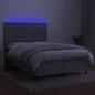 Preview: Boxspringbett mit Matratze & LED Hellgrau 140x190 cm Stoff