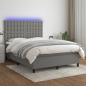 Preview: ARDEBO.de - Boxspringbett mit Matratze & LED Dunkelgrau 140x190 cm Stoff