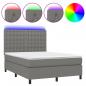 Preview: Boxspringbett mit Matratze & LED Dunkelgrau 140x190 cm Stoff