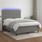 Preview: ARDEBO.de - Boxspringbett mit Matratze & LED Dunkelgrau 140x200 cm Stoff