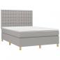 Preview: Boxspringbett mit Matratze & LED Hellgrau 140x200 cm Stoff