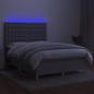 Preview: Boxspringbett mit Matratze & LED Hellgrau 140x200 cm Stoff