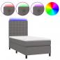 Preview: Boxspringbett mit Matratze & LED Grau 80x200 cm Kunstleder