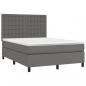 Preview: Boxspringbett mit Matratze & LED Grau 140x190 cm Kunstleder