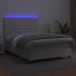 Preview: Boxspringbett mit Matratze & LED Weiß 140x190 cm Kunstleder