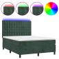 Preview: Boxspringbett mit Matratze & LED Dunkelgrün 140x190 cm Samt