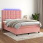 Preview: ARDEBO.de - Boxspringbett mit Matratze & LED Rosa 140x190 cm Samt