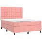 Preview: Boxspringbett mit Matratze & LED Rosa 140x190 cm Samt