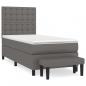 Preview: Boxspringbett mit Matratze Grau 80x200 cm Kunstleder