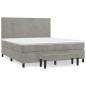 Preview: Boxspringbett mit Matratze Hellgrau 160x200 cm Samt