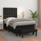 Preview: ARDEBO.de - Boxspringbett mit Matratze Schwarz 80x200 cm Kunstleder