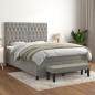 Preview: ARDEBO.de - Boxspringbett mit Matratze Hellgrau 140x190 cm Samt