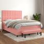 Preview: ARDEBO.de - Boxspringbett mit Matratze Rosa 140x190 cm Samt