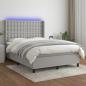 Preview: ARDEBO.de - Boxspringbett mit Matratze & LED Hellgrau 140x200 cm Stoff