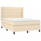 Preview: Boxspringbett mit Matratze & LED Creme 140x200 cm Stoff