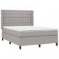 Preview: Boxspringbett mit Matratze & LED Hellgrau 140x190 cm Stoff