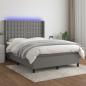 Preview: ARDEBO.de - Boxspringbett mit Matratze & LED Dunkelgrau 140x190 cm Stoff