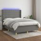 Preview: ARDEBO.de - Boxspringbett mit Matratze & LED Dunkelgrau 140x190 cm Stoff