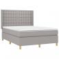 Preview: Boxspringbett mit Matratze & LED Hellgrau 140x190 cm Stoff