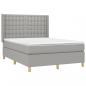 Preview: Boxspringbett mit Matratze & LED Hellgrau 140x200 cm Stoff