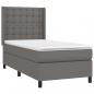 Preview: Boxspringbett mit Matratze & LED Grau 80x200 cm Kunstleder