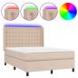 Preview: Boxspringbett mit Matratze & LED Cappuccino-Braun 140x200cm