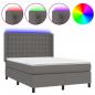 Preview: Boxspringbett mit Matratze & LED Grau 140x190 cm Kunstleder