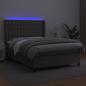 Preview: Boxspringbett mit Matratze & LED Grau 140x190 cm Kunstleder