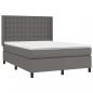 Preview: Boxspringbett mit Matratze & LED Grau 140x190 cm Kunstleder