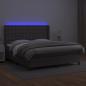 Preview: Boxspringbett mit Matratze & LED Grau 160x200 cm Kunstleder