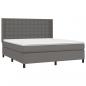 Preview: Boxspringbett mit Matratze & LED Grau 160x200 cm Kunstleder