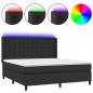 Preview: Boxspringbett mit Matratze & LED Schwarz 160x200 cm Kunstleder