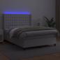 Preview: Boxspringbett mit Matratze & LED Weiß 140x190 cm Kunstleder