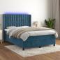 Preview: ARDEBO.de - Boxspringbett mit Matratze & LED Dunkelblau 140x200 cm Samt