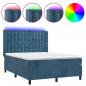 Preview: Boxspringbett mit Matratze & LED Dunkelblau 140x200 cm Samt