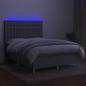 Preview: Boxspringbett mit Matratze & LED Hellgrau 140x190 cm Stoff