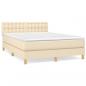 Preview: Boxspringbett mit Matratze Creme 140x190 cm Stoff