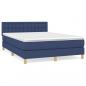 Preview: Boxspringbett mit Matratze Blau 140x200 cm Stoff