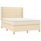 Preview: Boxspringbett mit Matratze & LED Creme 140x190 cm Stoff