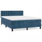 Preview: Boxspringbett mit Matratze Dunkelblau 140x190 cm Samt